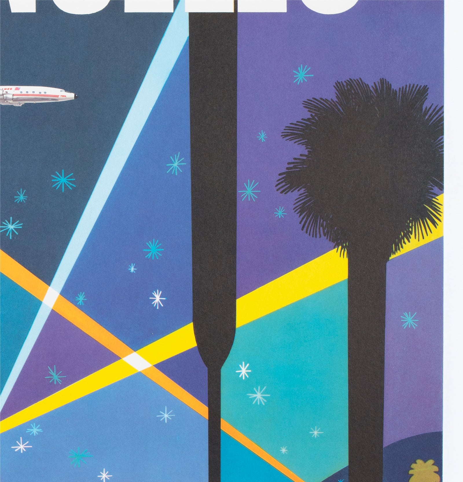 TWA Los Angeles c1958 Airline Travel Poster David Klein - detail