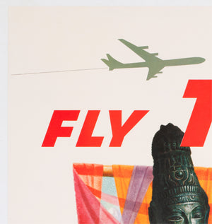 TWA Orient 1960s Airline Travel Advertising Poster David Klein - detail