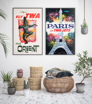 TWA Paris 1962 Airline Travel Advertising Poster David Klein