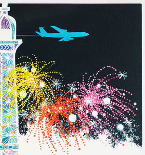 TWA Paris 1962 Airline Travel Advertising Poster David Klein - detail