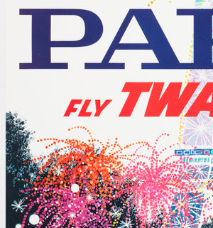 TWA Paris 1962 Airline Travel Advertising Poster David Klein - detail