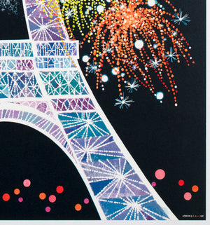 TWA Paris 1962 Airline Travel Advertising Poster David Klein - detail