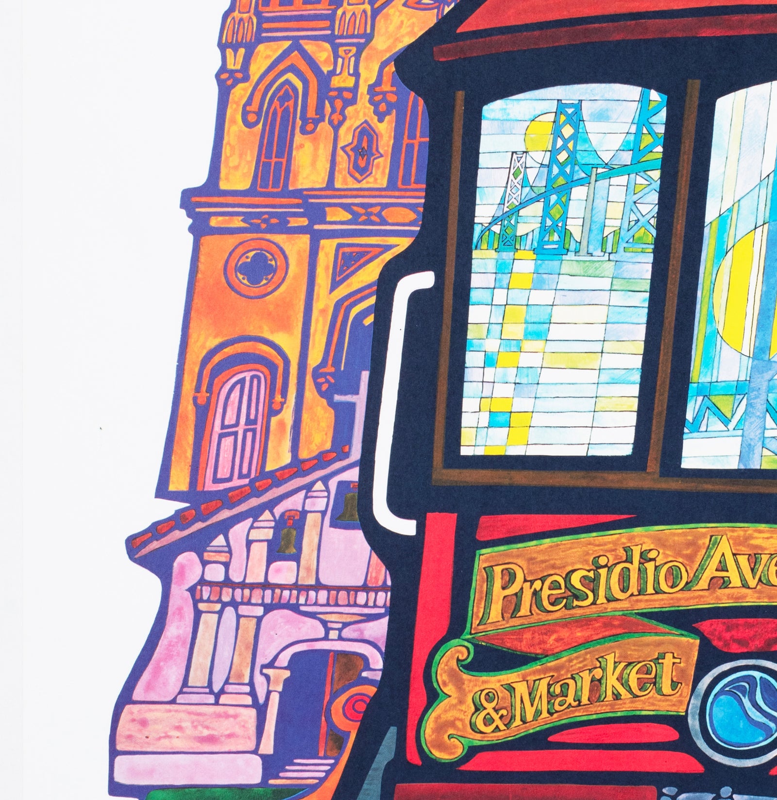 TWA San Francisco c1960s Airline Travel Advertising Poster David Klein - detail