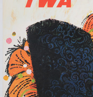 TWA Spain 1960s Airline Travel Advertising Poster, David Klein - detail