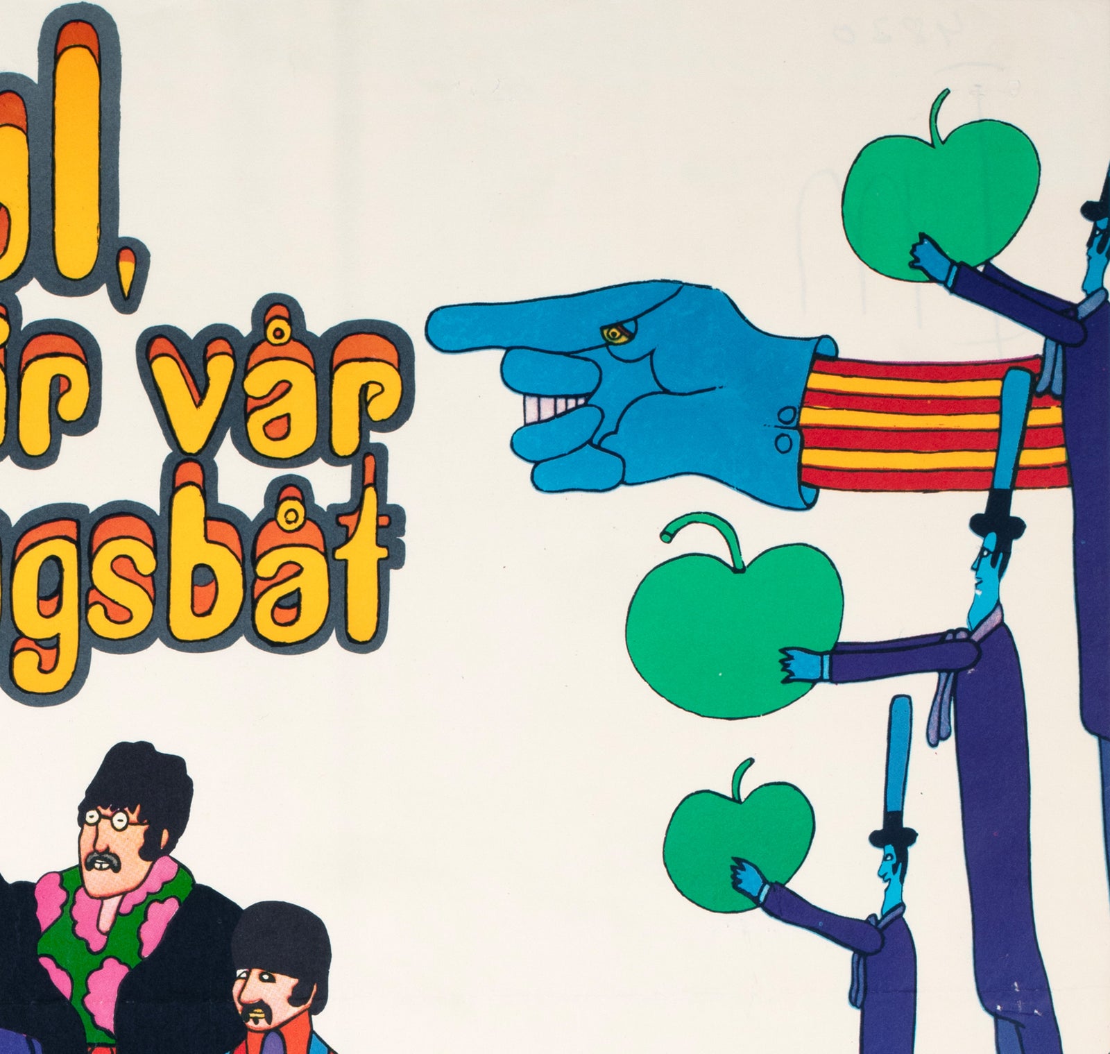 The Beatles Yellow Submarine 1968 Swedish Film Poster Heinz Edelmann - detail