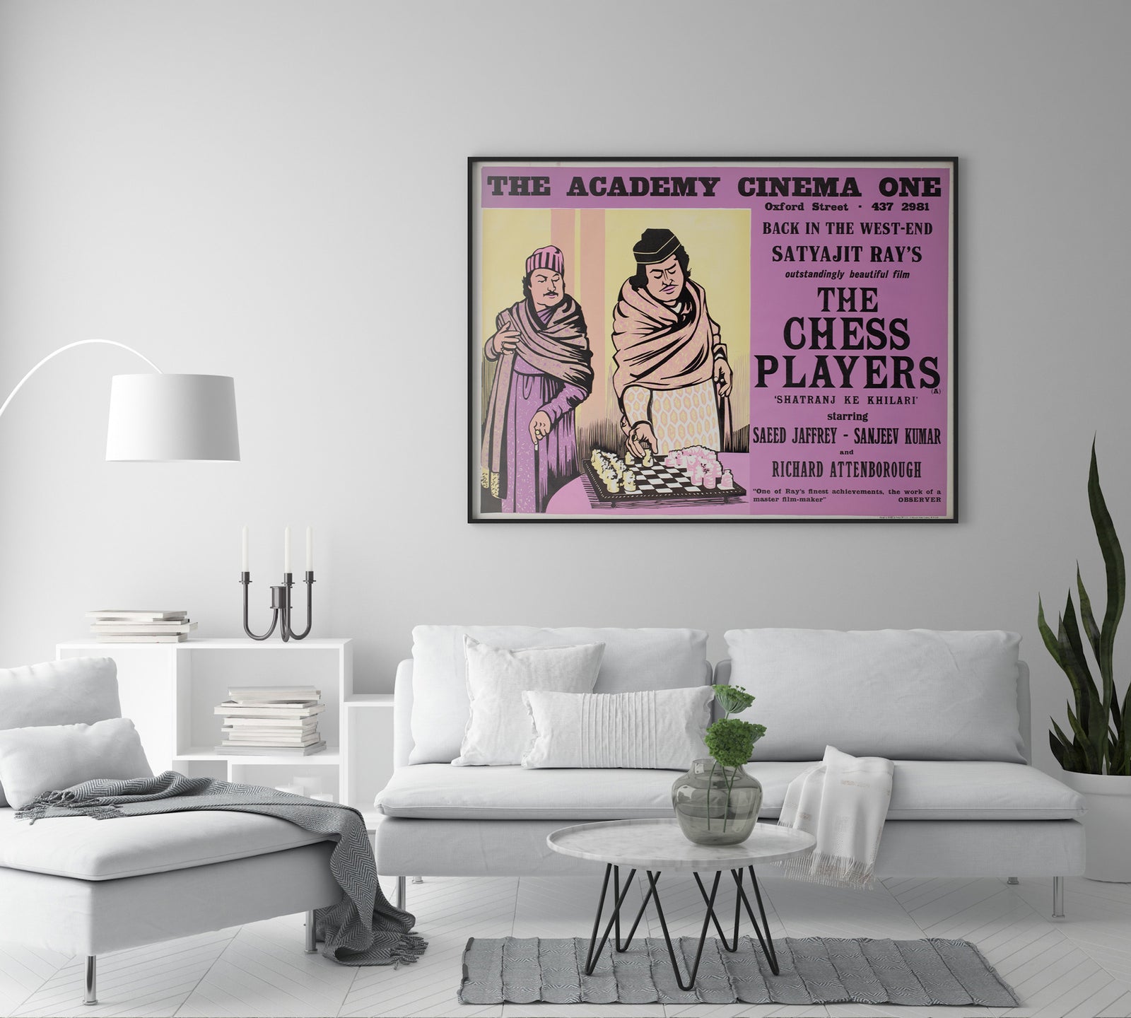 The Chess Players 1977 UK Quad Academy Cinema Film Movie Poster, Peter Strausfeld