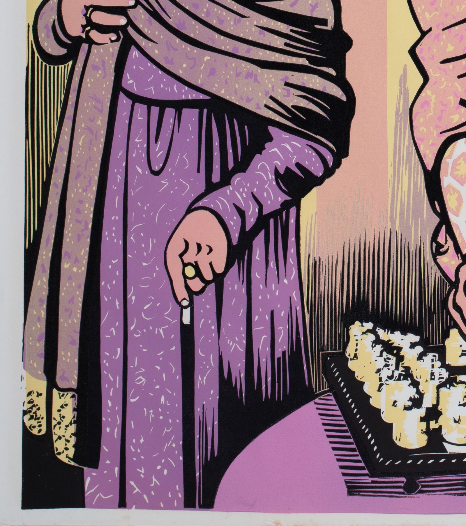 The Chess Players 1977 UK Quad Academy Cinema Film Movie Poster, Peter Strausfeld - detail