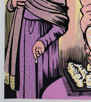 The Chess Players 1977 UK Quad Academy Cinema Film Movie Poster, Peter Strausfeld - detail