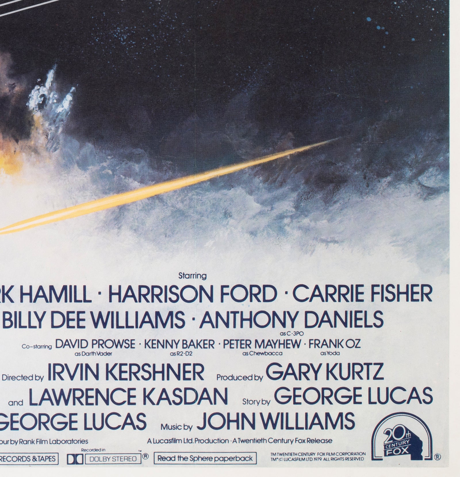 The Empire Strikes Back 1980 UK Quad GWTW Style Film Movie Poster - detail