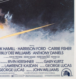 The Empire Strikes Back 1980 UK Quad GWTW Style Film Movie Poster - detail