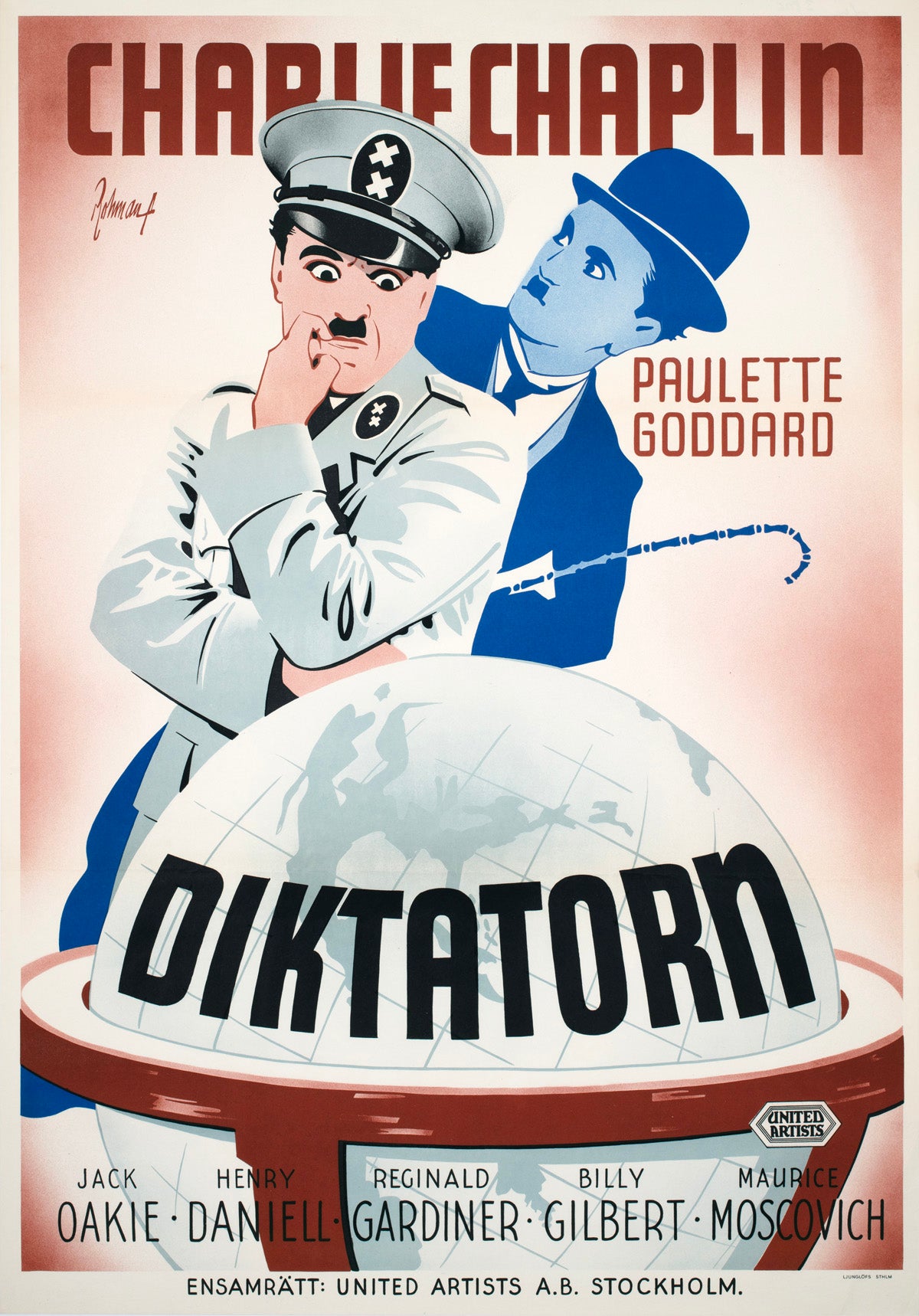 The Great Dictator 1945 Swedish Film Poster Eric Rohman