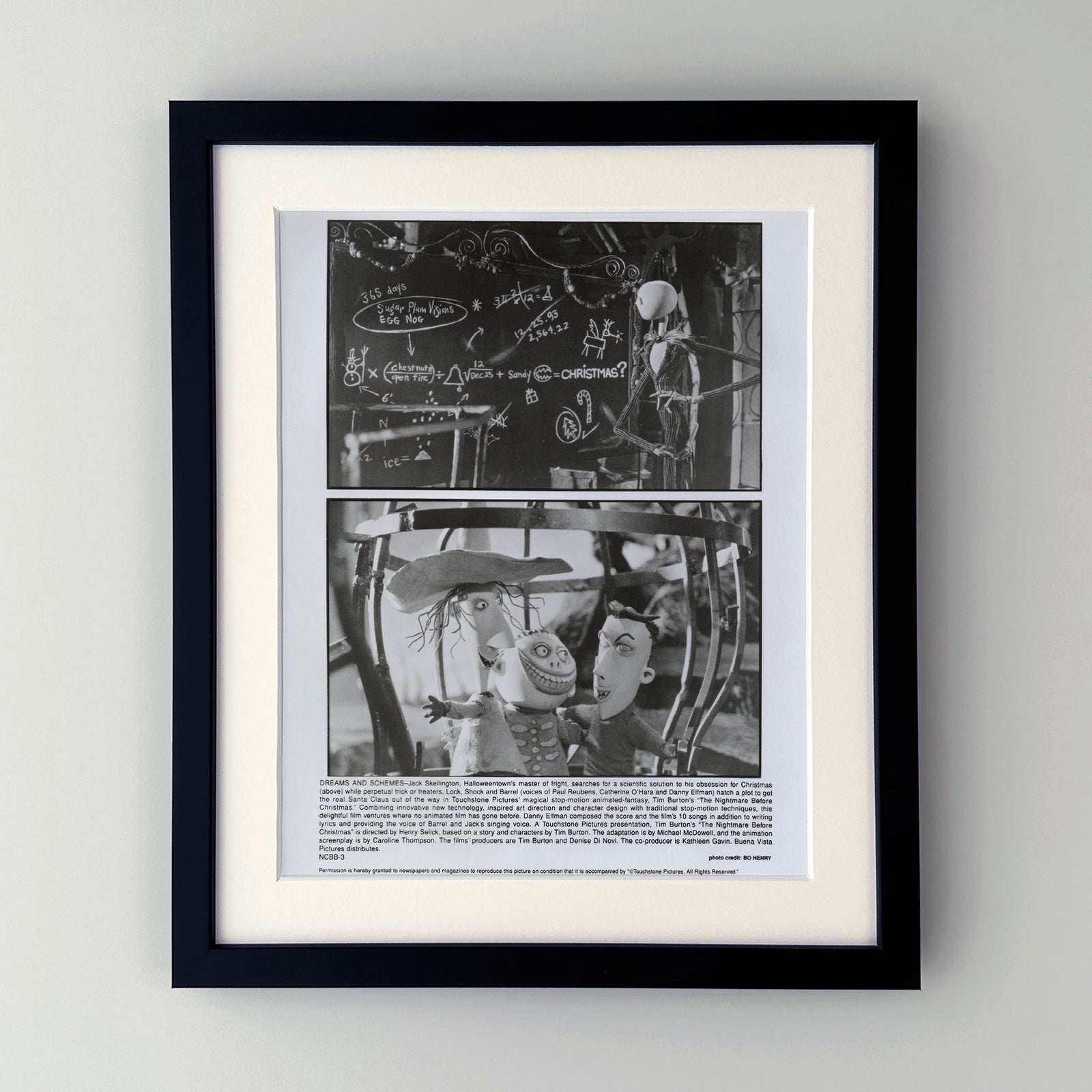 The Nightmare Before Christmas 1993 Film Movie Press Publicity Still Framed