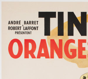 Tintin and the Blue Oranges 1964 French Moyenne Film Movie Poster, Herge - detail