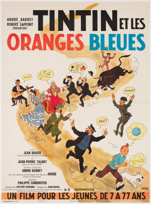 Tintin and the Blue Oranges 1964 French Moyenne Film Movie Poster, Herge