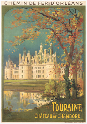 Touraine Chateau de Chambord c1910 French Travel Advertising Poster Louis Tauzin