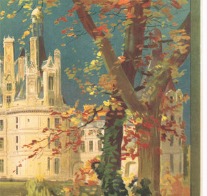Touraine Chateau de Chambord c1910 French Travel Advertising Poster Louis Tauzin - detail