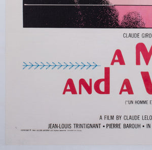 Un Homme et Une Femme 1966 US 1 Sheet Film Movie Poster - detail