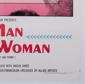 Un Homme et Une Femme 1966 US 1 Sheet Film Movie Poster - detail