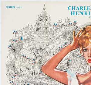 Une Parisienne 1957 French Grande Film Poster Rinaldo Geleng Fouteau Rene Ferracci - detail