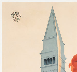 Venice Venezia Lido c1930 Italian ENIT Travel Advertising Poster Marcello Dudovich and Marcello Nizzoli - detail