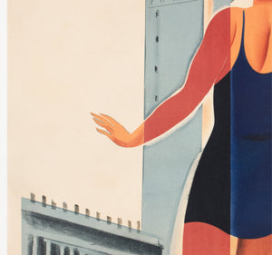Venice Venezia Lido c1930 Italian ENIT Travel Advertising Poster Marcello Dudovich and Marcello Nizzoli - detail