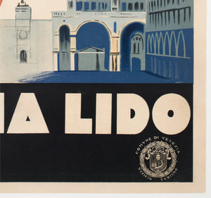 Venice Venezia Lido c1930 Italian ENIT Travel Advertising Poster Marcello Dudovich and Marcello Nizzoli - detail