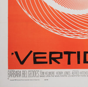 Vertigo 1958 US 1 Sheet Film Movie Poster, Saul Bass - detail