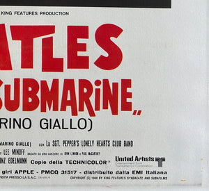 Yellow Submarine Italian 1970s 2 Foglio film movie poster, Beatles - detail