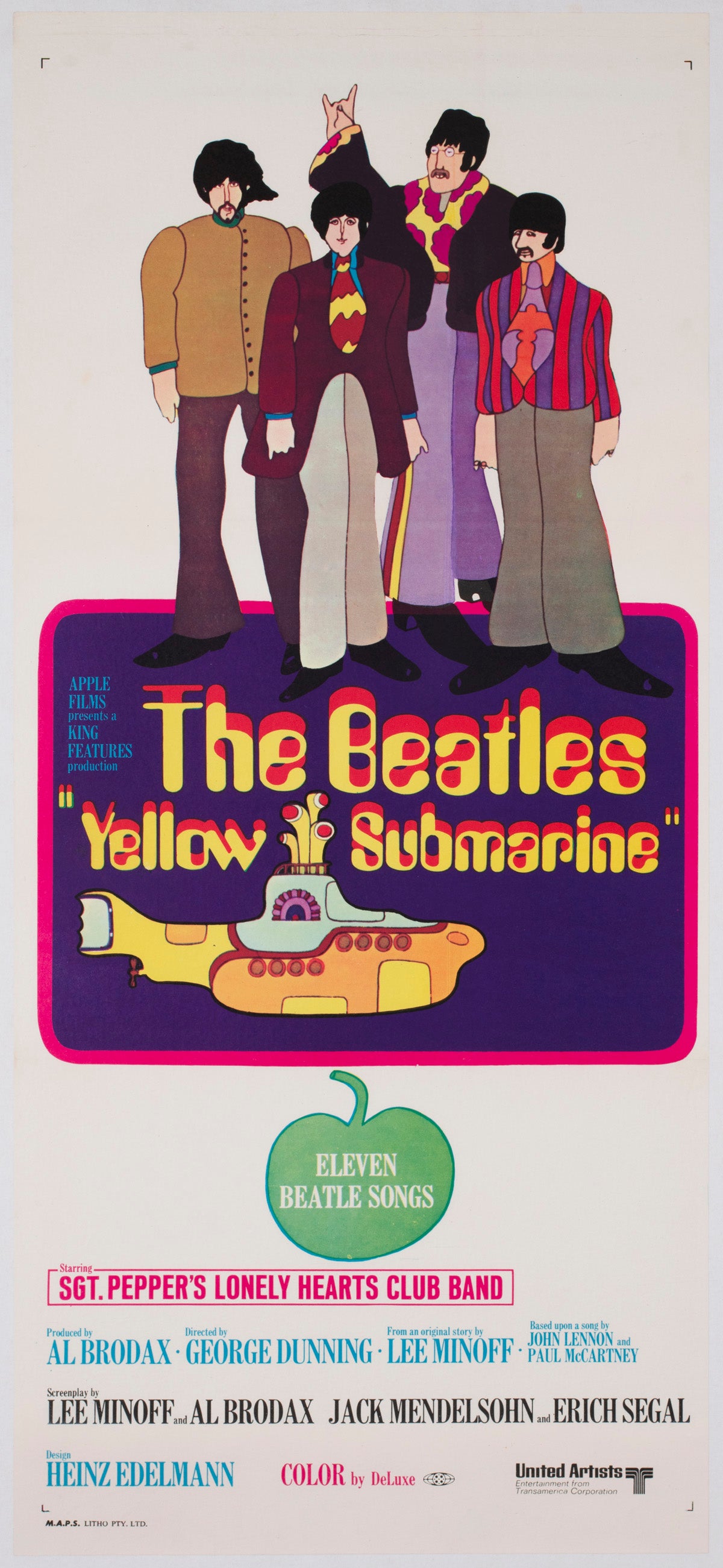 Yellow Submarine 1968 Australian Daybill Film Movie Poster