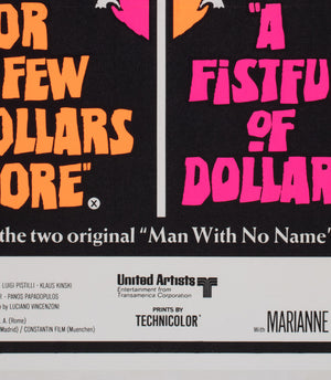 A Fistful of Dollars / For a Few Dollars More R1969 UK Quad Double Bill Film Movie Poster - detail