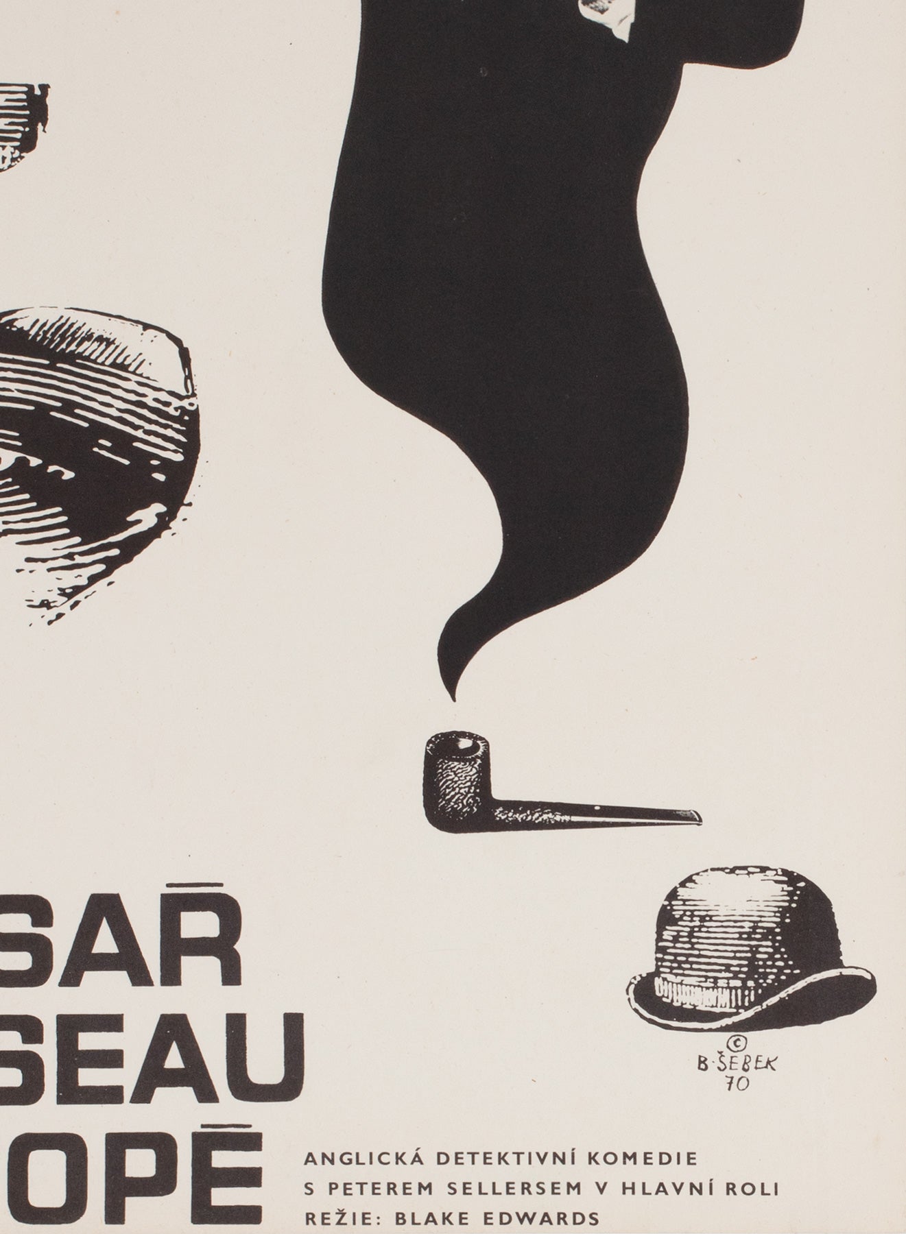 A Shot in the Dark 1970 Czech A3 Film Poster, Sebek, Pink Panther - detail