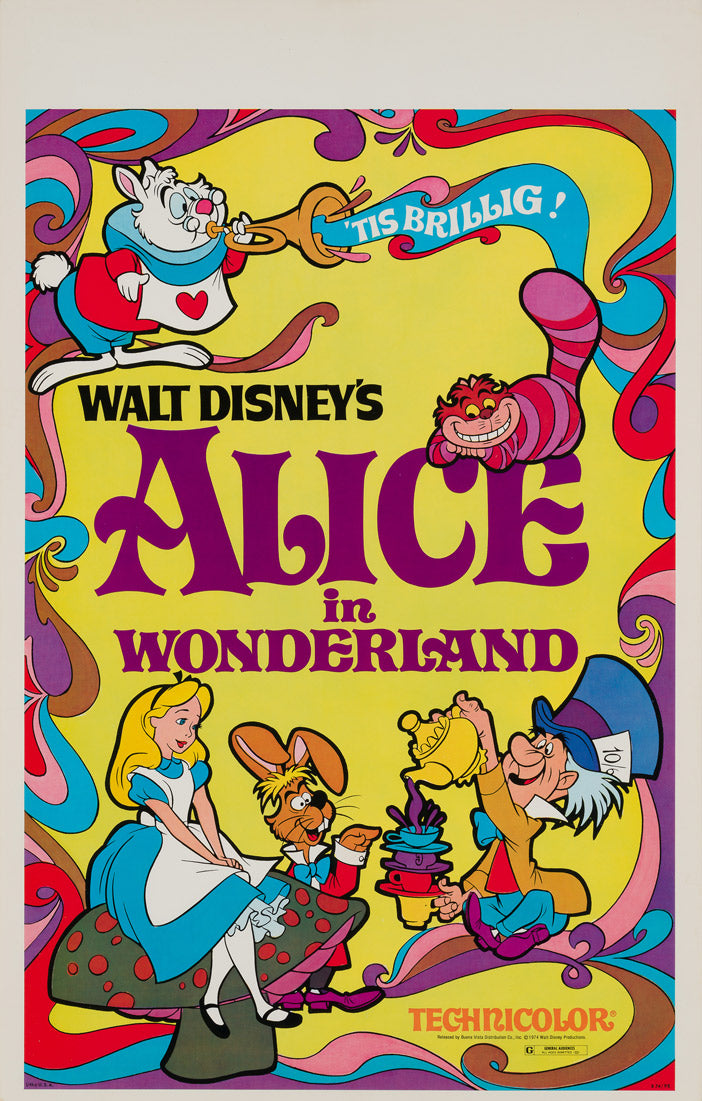 Alice in Wonderland R1970s US Window Card Film Movie Poster