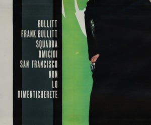 Bullitt 1968 Italian 4 Fogloi Film Poster, Renato Ferrini - detail