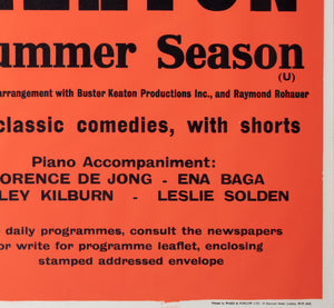 Buster Keaton Summer Season 1970s Academy Cinema UK Quad Film Poster, Strausfeld - detail
