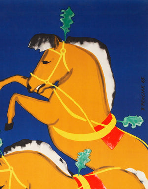 CYRK Bowing Horses 1965 Polish Circus Poster, Penciak - detail