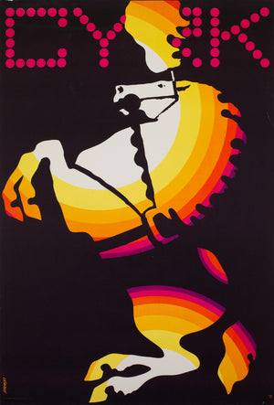 CYRK Horse Rearing 1969 Polish Circus Poster, Janowski
