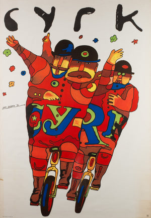 Polish CYRK Poster - Unicycle Gents 1974, Sawka