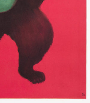 Cyrk Boxing Bear 1962 Polish Circus Poster, Onegin-Dabrowski - detail