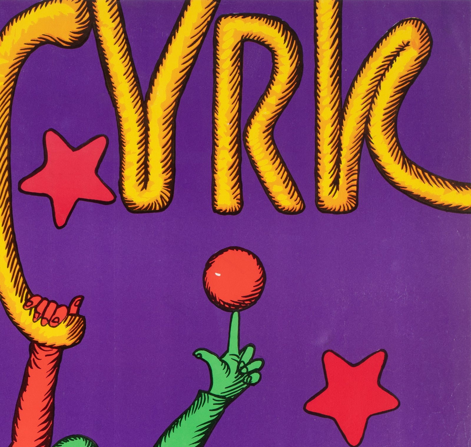 Cyrk Clown Swinging R1979 Polish Circus Poster, Bocianowski - detail