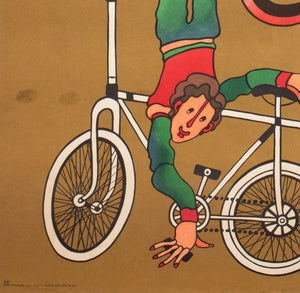 CYRK Cycling Acrobats 1975 Polish Circus Poster, Stachurski - detail