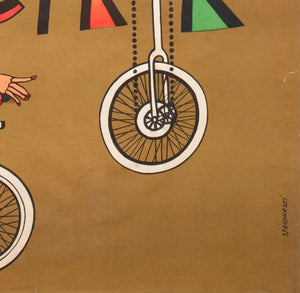 CYRK Cycling Acrobats 1975 Polish Circus Poster, Stachurski - detail