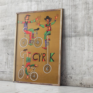 CYRK Cycling Acrobats 1975 Polish Circus Poster, Stachurski