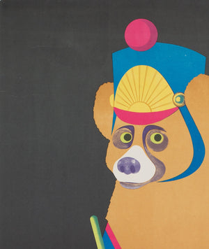 CYRK Drumming Bear R1982 Polish Circus Poster, Majewski