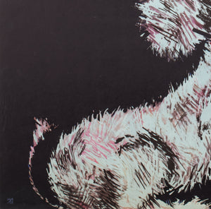 Cyrk Drumming Poodle and Parrot c1965 Polish Circus Poster, Baczewska - detail