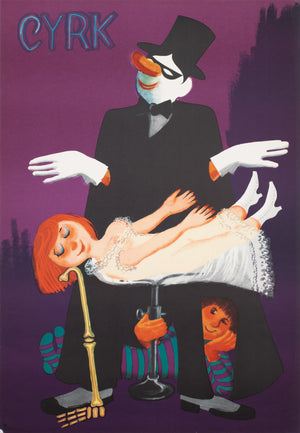 Cyrk Magician Levitatation 1975 Polish Circus Poster, Miedza-Tomaszewski