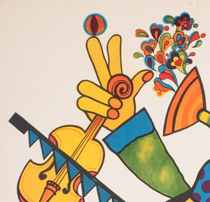 Cyrk One Man Band Clown R1976 Polish Circus Poster, Stachurski - detail
