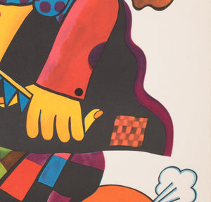Cyrk One Man Band Clown R1976 Polish Circus Poster, Stachurski - detail