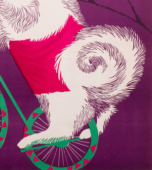 Cyrk Samoyed Cycling 1965 Polish Circus Poster, Gustaw Majewski - detail