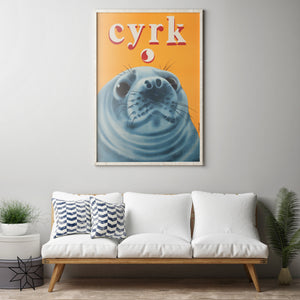 Cyrk Seal Face 1974 Polish Circus Poster, Jerzy Czerniawski