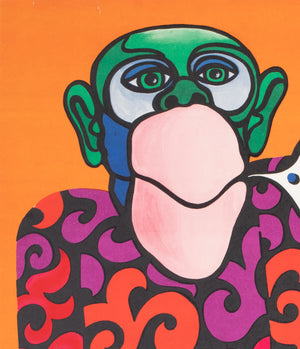 Cyrk Talking Monkey 1973 Polish Circus Poster, Hilscher - detail